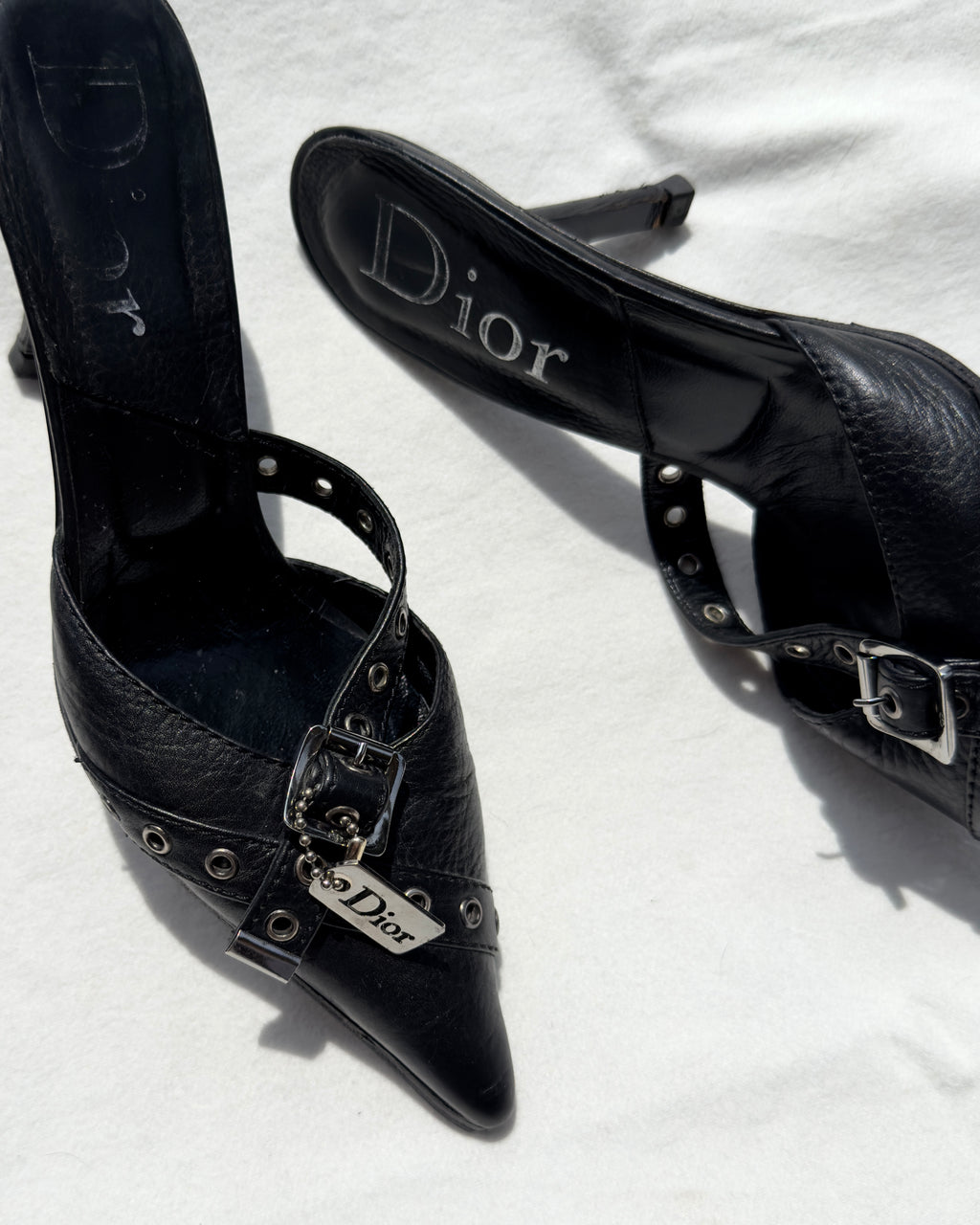 MR BIG - Vintage Dior Mules con fibbie e dettagli metallici